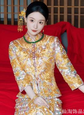 新中式祖母绿色串珠国风仿玛瑙