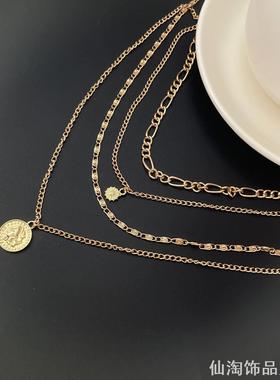 女人像钱币吊坠项链轻奢小众设计
