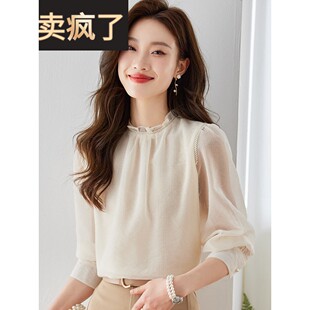 秋季轻奢高级感雪纺小衫上衣广州十三行女装杭州品牌高端欧货洋气