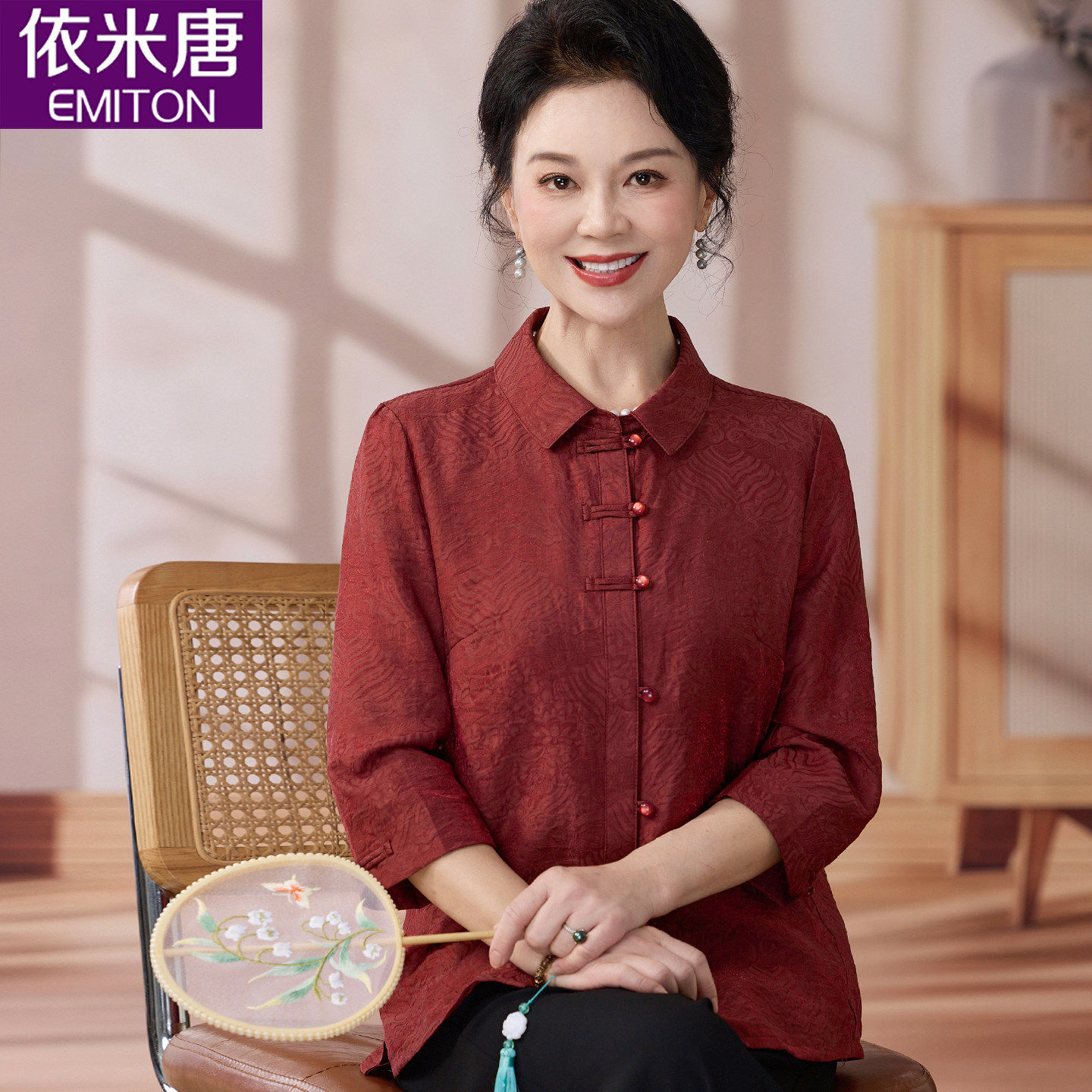 中老年衬衫女妈妈夏装上