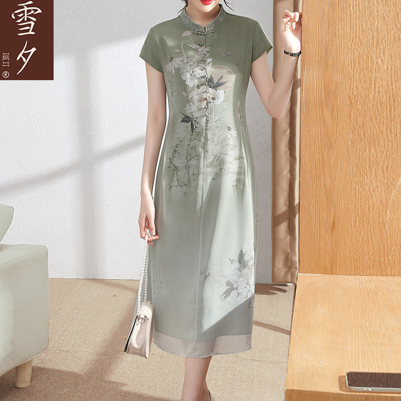 妈妈夏装连衣裙中年国风