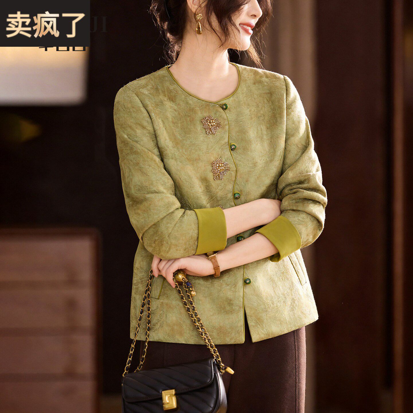 新中式妈妈春装外套气质端庄上衣中年妇女减龄夹克端庄阔太太开衫