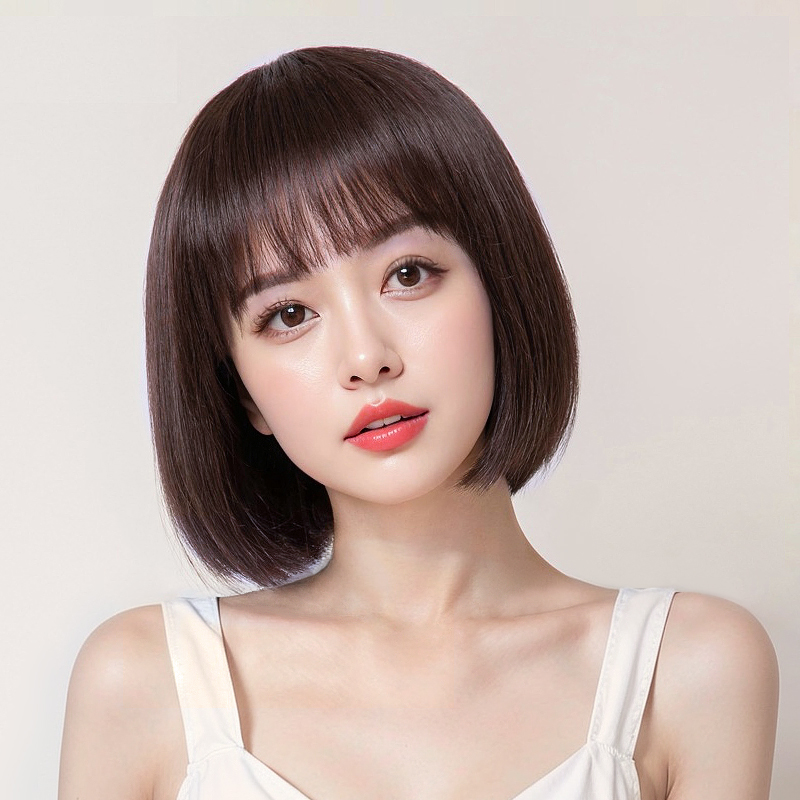 假发女短发真发全头套无痕隐形真人发丝自然减龄波波头整顶假发套