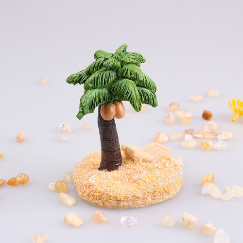 苔藓微景观沙滩椰子树鱼缸造景樱花树饰品树脂DIY组装小摆件玩具