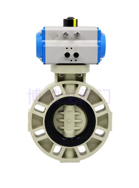 PPH气动蝶阀D671X-10S塑料蝶阀PP耐酸碱化工防腐EPDM对夹式双作用