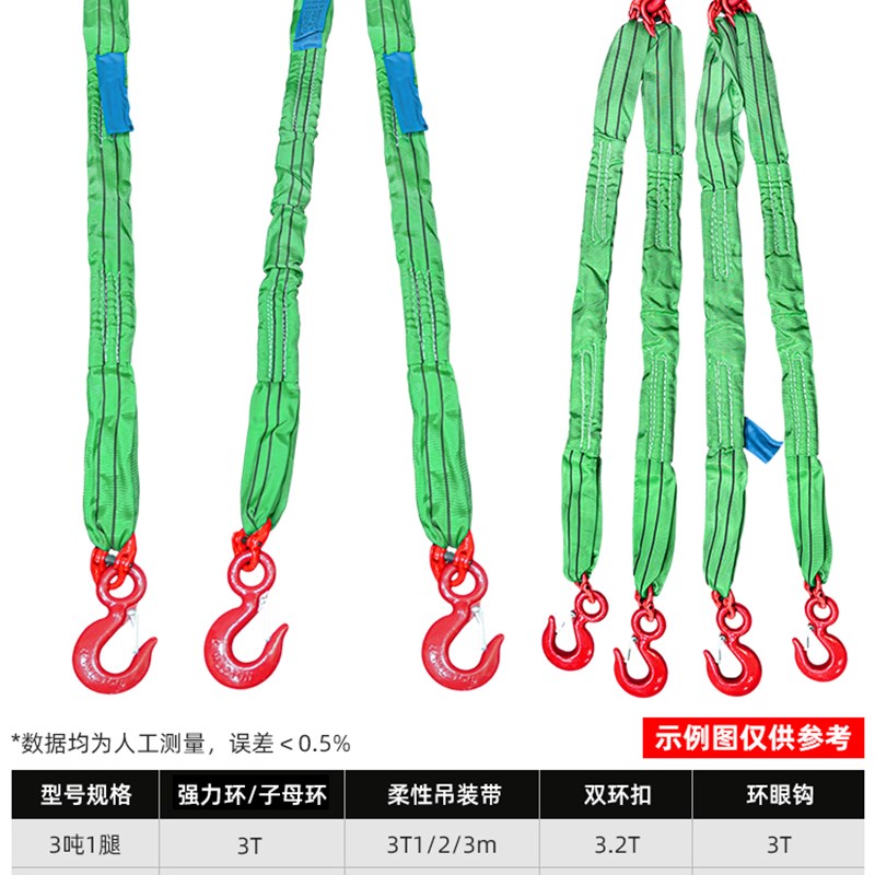起重柔性吊带吊绳2腿3叉4腿吊装带扁平吊带组合索具带钩3/6吨10吨