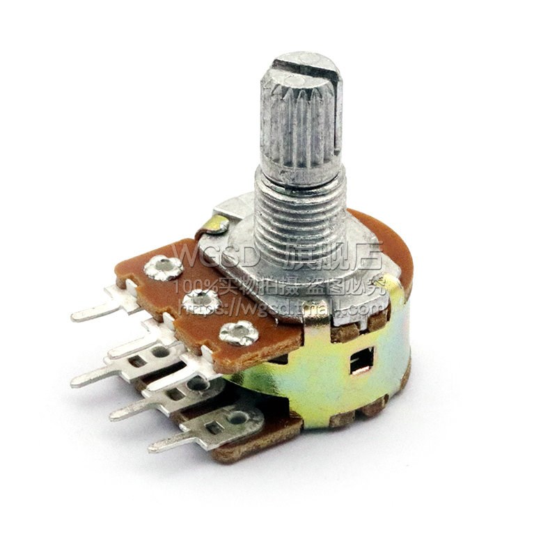WGSD 双联电位器 B10K WH148功放音量调音6脚柄长15MM (2个)