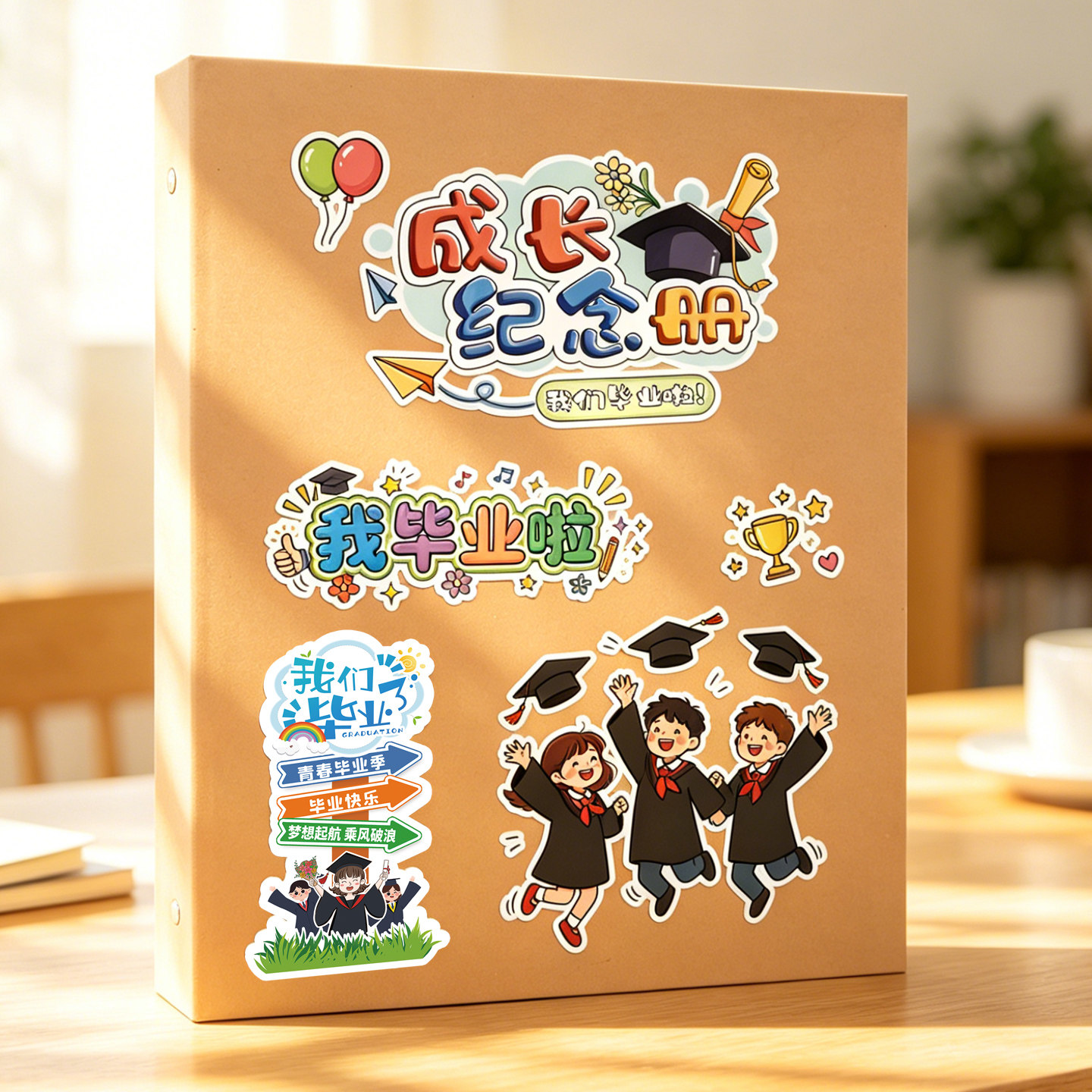 儿童成长纪念册创意diy贴纸素材同学录小学生六年级毕业纪念册可来图定制封面