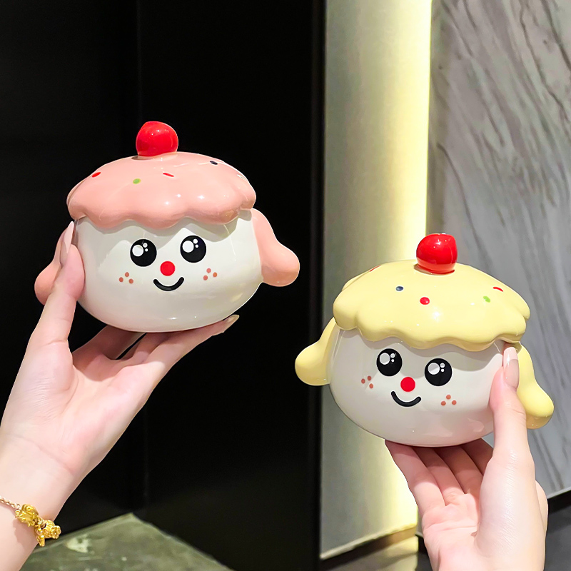 陶瓷烟灰缸带盖子防飞灰客厅茶几桌面家用可爱烟盅高颜值商用装饰