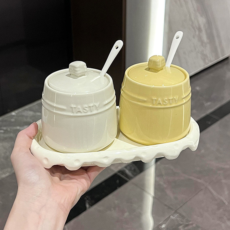 调味罐盐罐厨房家用陶瓷高颜值味精糖辣椒调味瓶调味品收纳盒套装