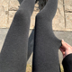 不掉档外穿保暖连裤 加绒女胖mm大码 袜 冬季 500g竖条纹灰色打底裤