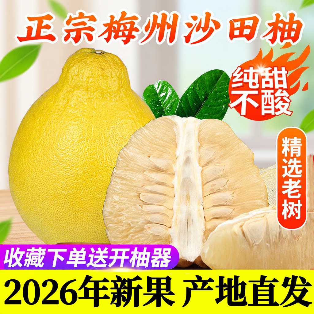 【精选】正宗梅州沙田柚纯甜不酸