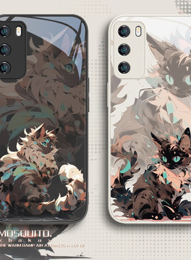 适用华为p60手机壳情侣pura70猫咪mate60pro新款nova11/10/9个性p50男荣耀100/90/80女p40/p30卡通x50玻璃7se