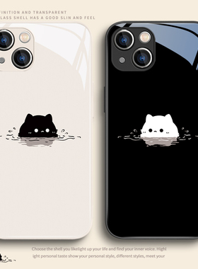 适用可爱猫咪iPhone17air苹果16pro手机壳iphoen15情侣14promax简约13一对plus苹果12小众11男女款pro玻璃xs