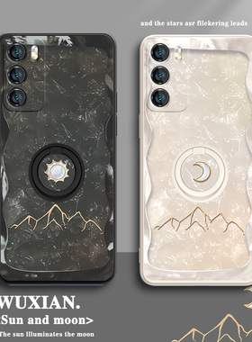 适用华为nova12活力版手机情侣月亮mate60小众荣耀200pro小太阳pura70ultra高级感p60pro带指环50/40/30软壳9