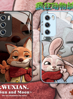 适用opoofindx9毛绒手机壳疯狂动物城2尼克reno15毛茸茸vivox300围巾朱迪x200狐尼克s30情侣iqoo13浪漫14周边