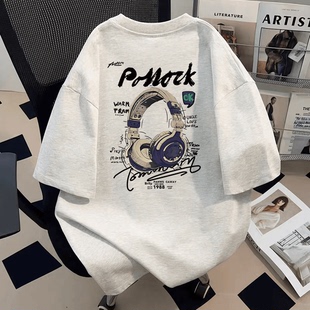 【320克重磅纯棉】休闲百搭圆领上衣男设计感小众潮牌短袖体恤ins