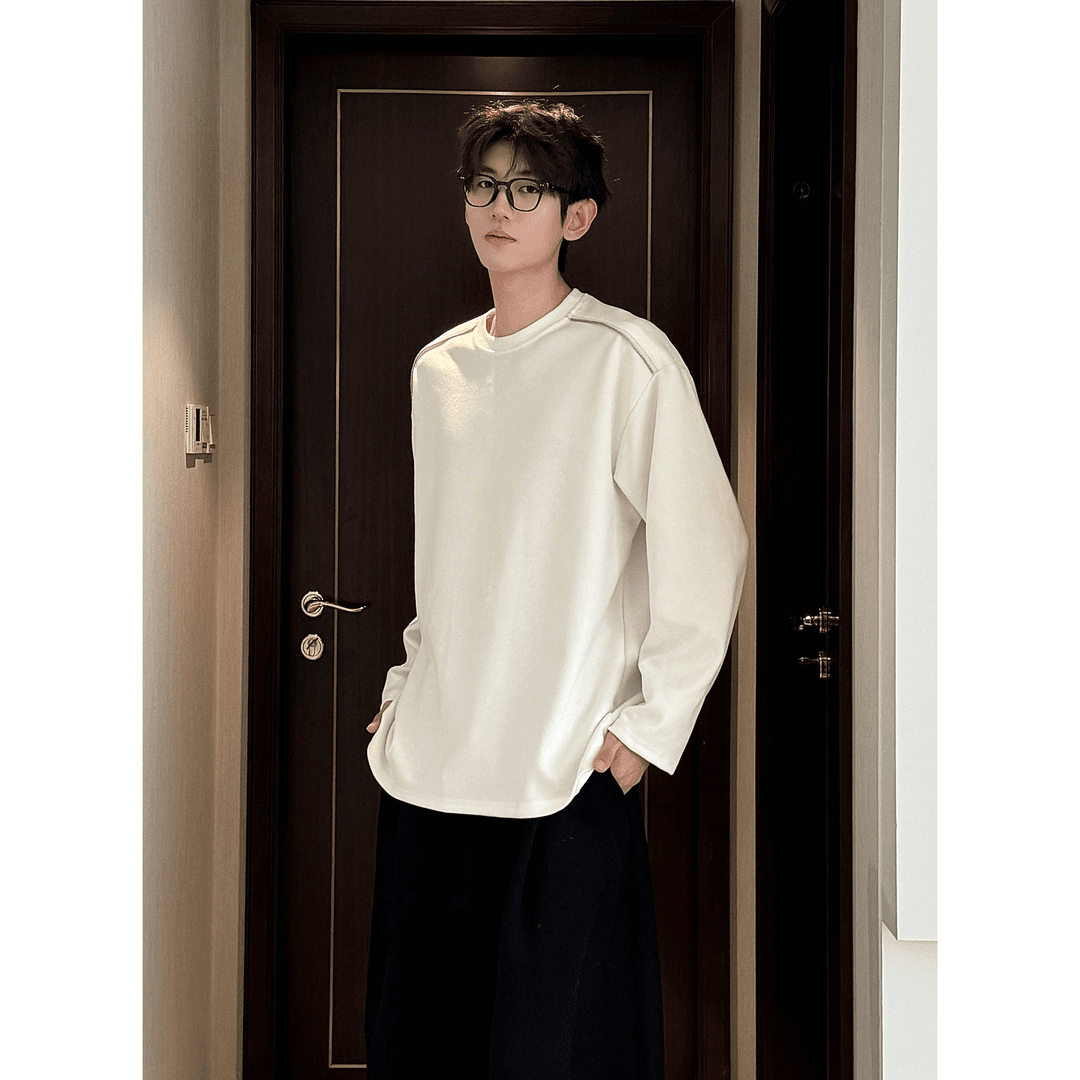 美式潮牌设计感重磅长袖体恤男