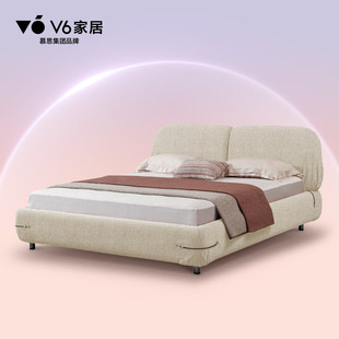 156 此为定金到店抵扣 V6家居现代简约卧室奶油布艺床BFB1