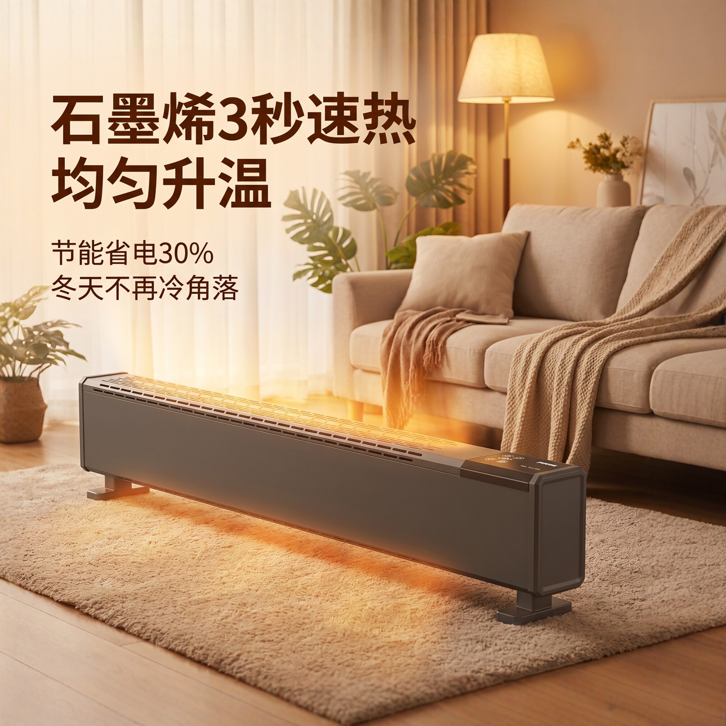 踢脚线取暖器家用节能石墨烯速热电暖气大面积房间2026新款踢脚线