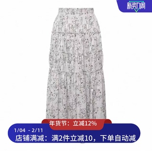 预.售半身裙2026年春季印花A字裙松紧腰白色长裙2K1SB59