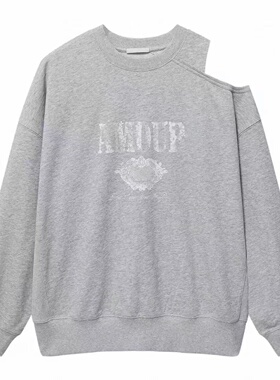 现货卫衣2026春款美式复古印花挖肩休闲宽松上衣3K1JA05