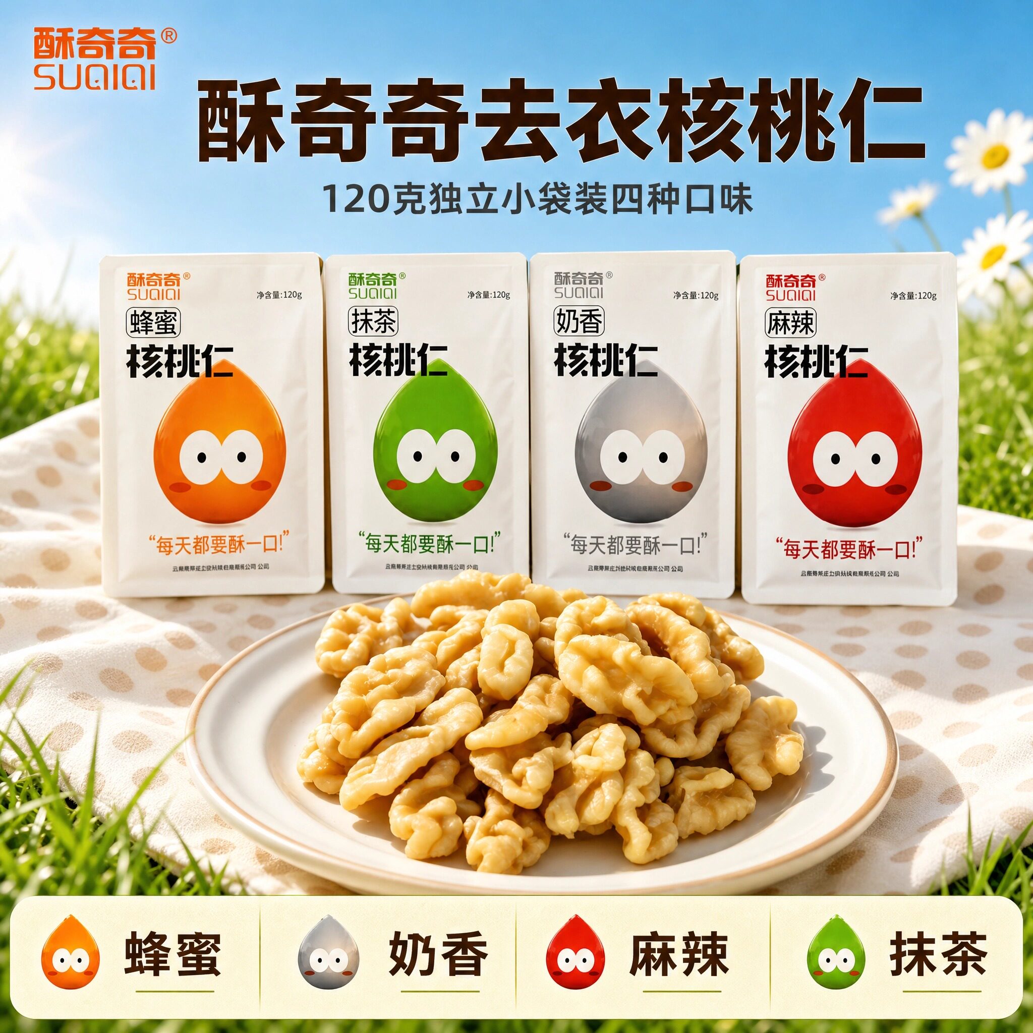 酥奇奇蜂蜜核桃仁云南特产奶香抹茶麻辣核桃仁小袋装新货核桃仁