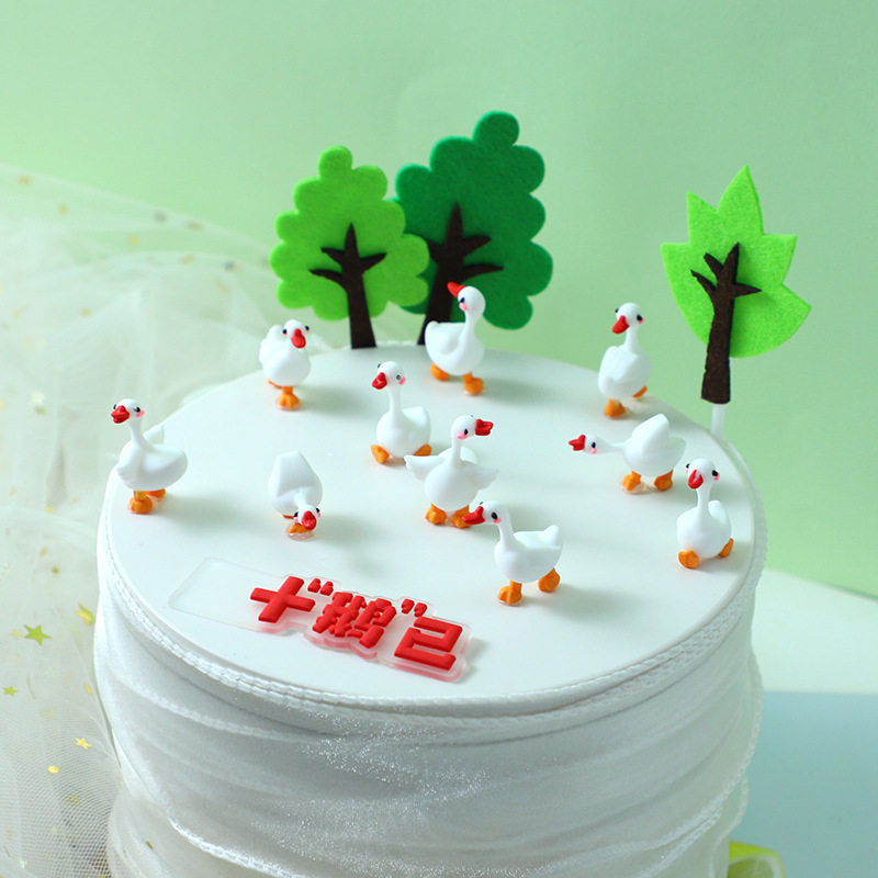 烘焙蛋糕装饰摆件网红三十鹅已鹅立鹅群十岁二十岁寿星生日插件