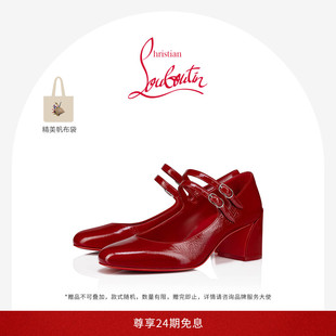 路铂廷MISS 55女鞋 JANE 玛丽珍粗跟高跟鞋 红底鞋