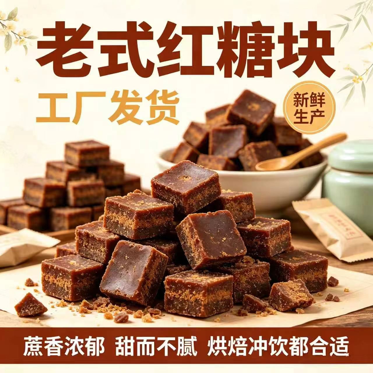 云南纯手工甘蔗红糖官方旗舰店小块熬制经期月子姨妈煮粥泡水