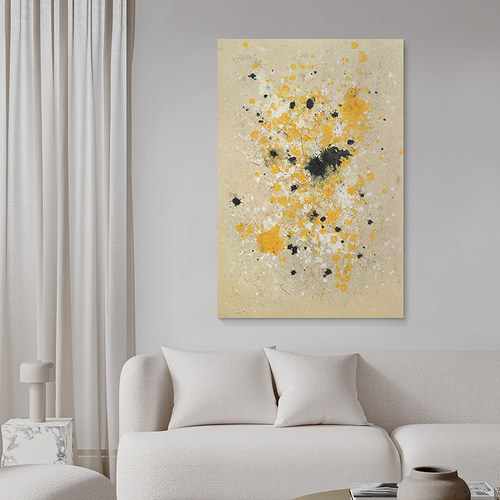 纯手绘简约现代客餐厅肌理油画