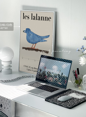 复古怀旧蓝色小鸟法式轻奢客厅民宿装饰画沙发大尺寸背景墙壁画