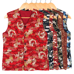 男士 加厚保暖坎肩居家棉花背心 纯棉民族风手工棉花马甲成人秋冬季