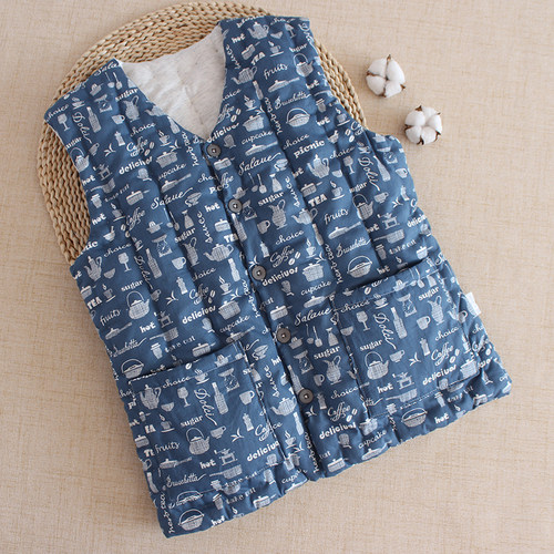 男士纯棉花手工加厚保暖马甲背心