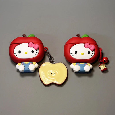 红苹果Kitty猫适用三星buds3pro保护套硅胶buds3fe蓝牙耳机壳Buds3 FE耳机套可爱Galaxybuds3pro卡通防摔