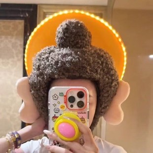 大同文创佛头帽子玩偶佛光普照佛祖造型云冈石窟可亮灯耳朵响礼物