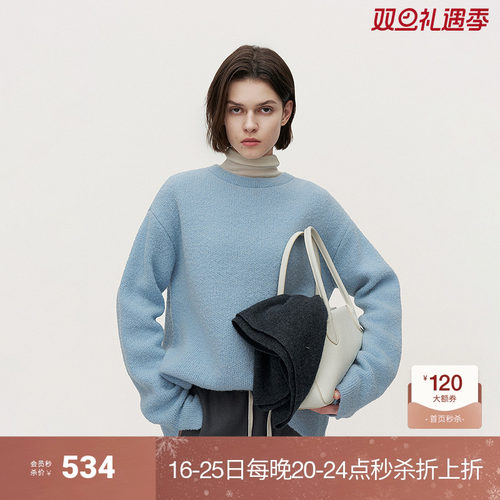 OCHIRLY欧时力 澳大利亚美丽诺绵羊毛毛衣女中长保暖2024冬季新品