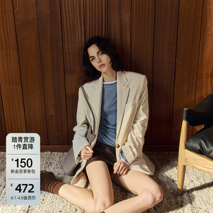 高级感2024秋季 OCHIRLY欧时力 弹力灯芯绒西装 外套女中长款 新品