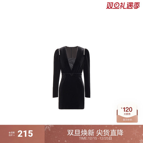 ochirly欧时力V领连衣裙