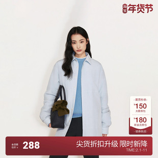 OCHIRLY欧时力 桑蚕丝衬衫棉服外套女中长保暖别致2024秋冬新品