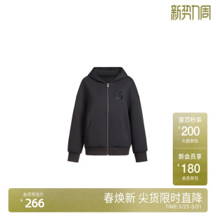 宽松拉链上衣 早春休闲时尚 连帽卫衣外套女 ochirly欧时力2024新款