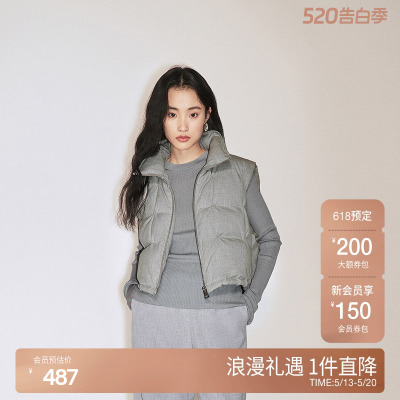 OCHIRLY欧时力 90%绒子羽绒服马甲女保暖别致设计感2024秋季新品
