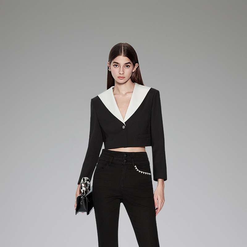 黑标系列 欧时力 箱型短款西装外套女2023新款秋装职业装气质通勤,女装/女士精品,西装,淘宝优惠券,粉丝福利购,淘宝优惠卷