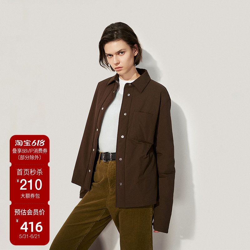 OCHIRLY欧时力 休闲衬衫棉服外套女宽松保暖老钱风2025早春新品