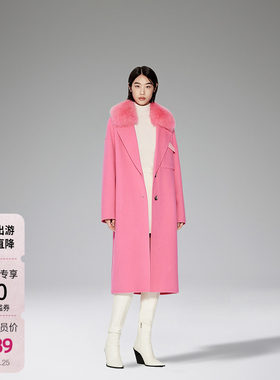 ochirly欧时力可拆毛领毛呢外套