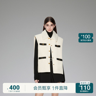 秋冬法式 設(shè)計(jì)感 小香風(fēng)輕薄羽絨馬甲外套女2023新款 ochirly歐時力