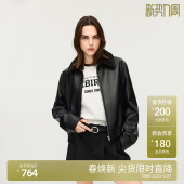 新品 OCHIRLY欧时力 可拆卸毛领夹克皮衣外套女哑光高级感2025秋季