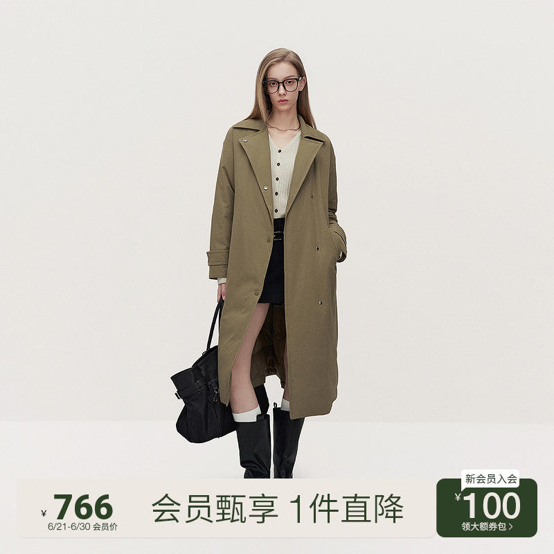 ochirly欧时力 长款羽绒服大衣女上衣外套保暖腰带2024秋季新品