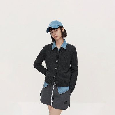 欧时力机洗羊绒针织外套