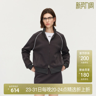 新品 OCHIRLY欧时力 运动风撞色条插肩外套女上衣休闲宽松2025秋季